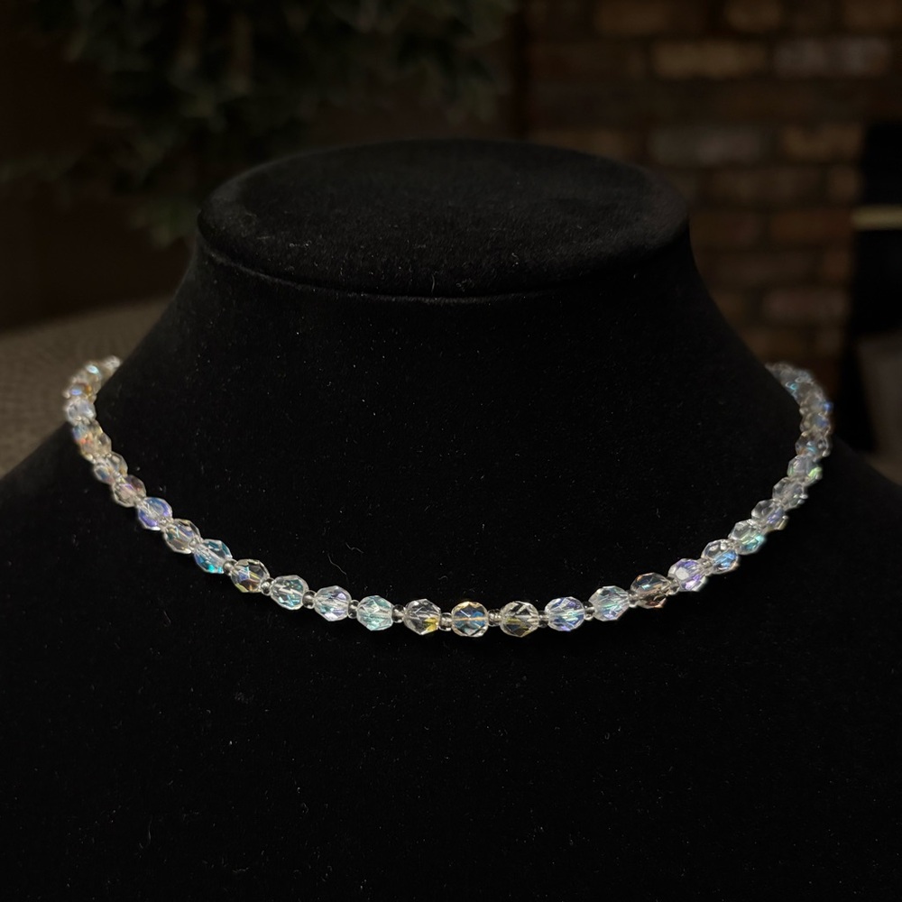 Worthington Crystal Beaded Necklace Aurora Borealis Preowned